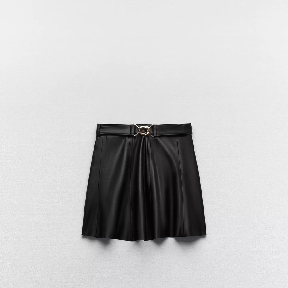 Zara Black Skater Mini Skirt Pleated